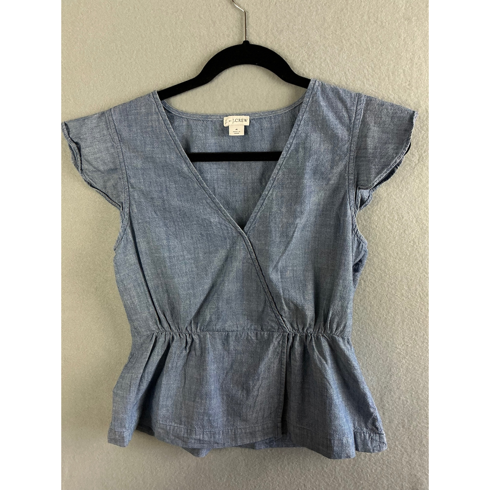 J. Crew Top Women's Size 4 Peplum Ruffle Sleeve‎ Blouse